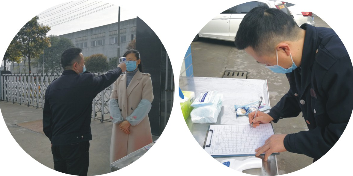 Picture 1: The doorman registers and takes temperature