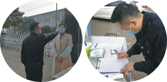 Picture 1: The doorman registers and takes temperature